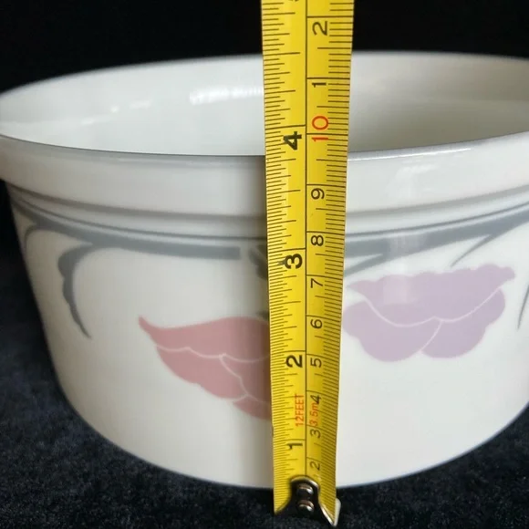 DANSK Tivoli Belles Fleurs Grey Round Soufflé Casserole Baking Dish EXCELLENT - Picture 7 of 7